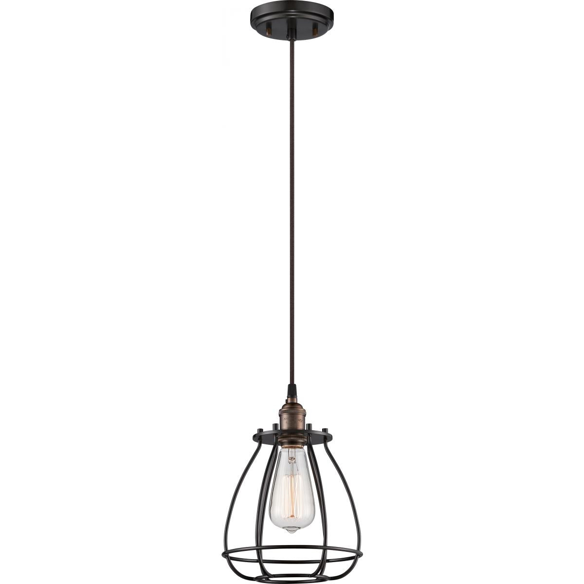 Nuvo 60-5501 Vintage - 1 Light Caged Pendant - Rustic Bronze Finish