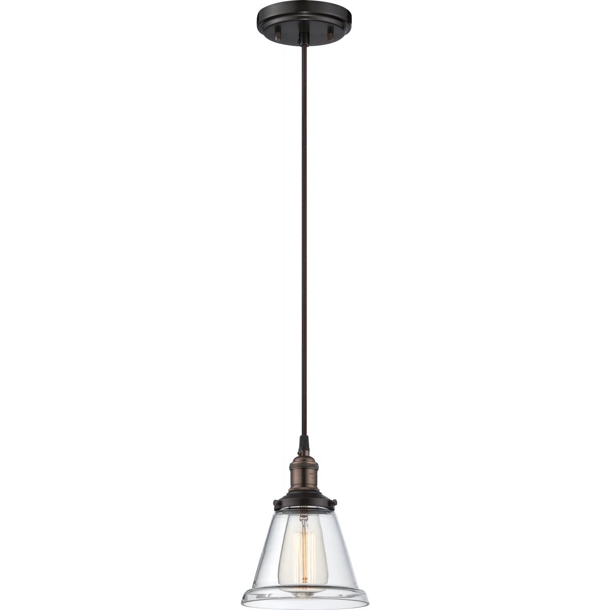 Nuvo 60-5502 Vintage - 1 Light Pendant with Clear Glass - Rustic Bronze Finish