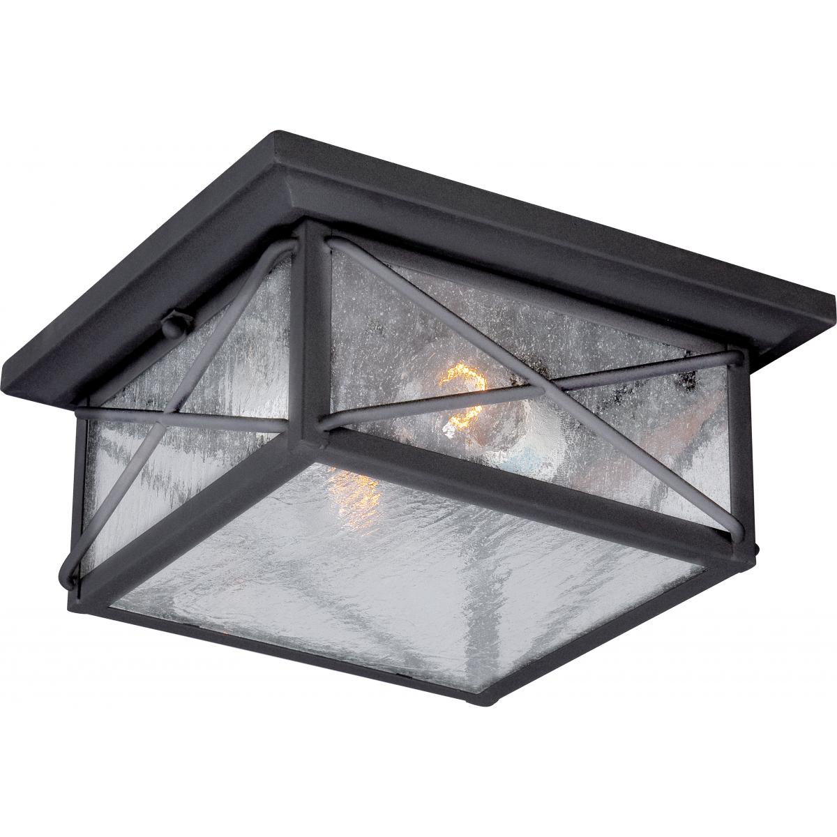 Nuvo 60-5626 Wingate - 2 Light Flush Mount with Clear Seed Glass, Textured Black Finish, 60W, 120V