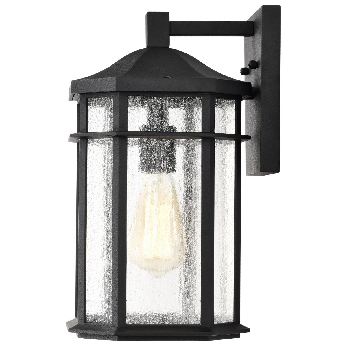 Nuvo 60-5760 Raiden Collection Outdoor 14" Wall Light, Matte Black Finish, Clear Seeded Glass, 100W, 120V