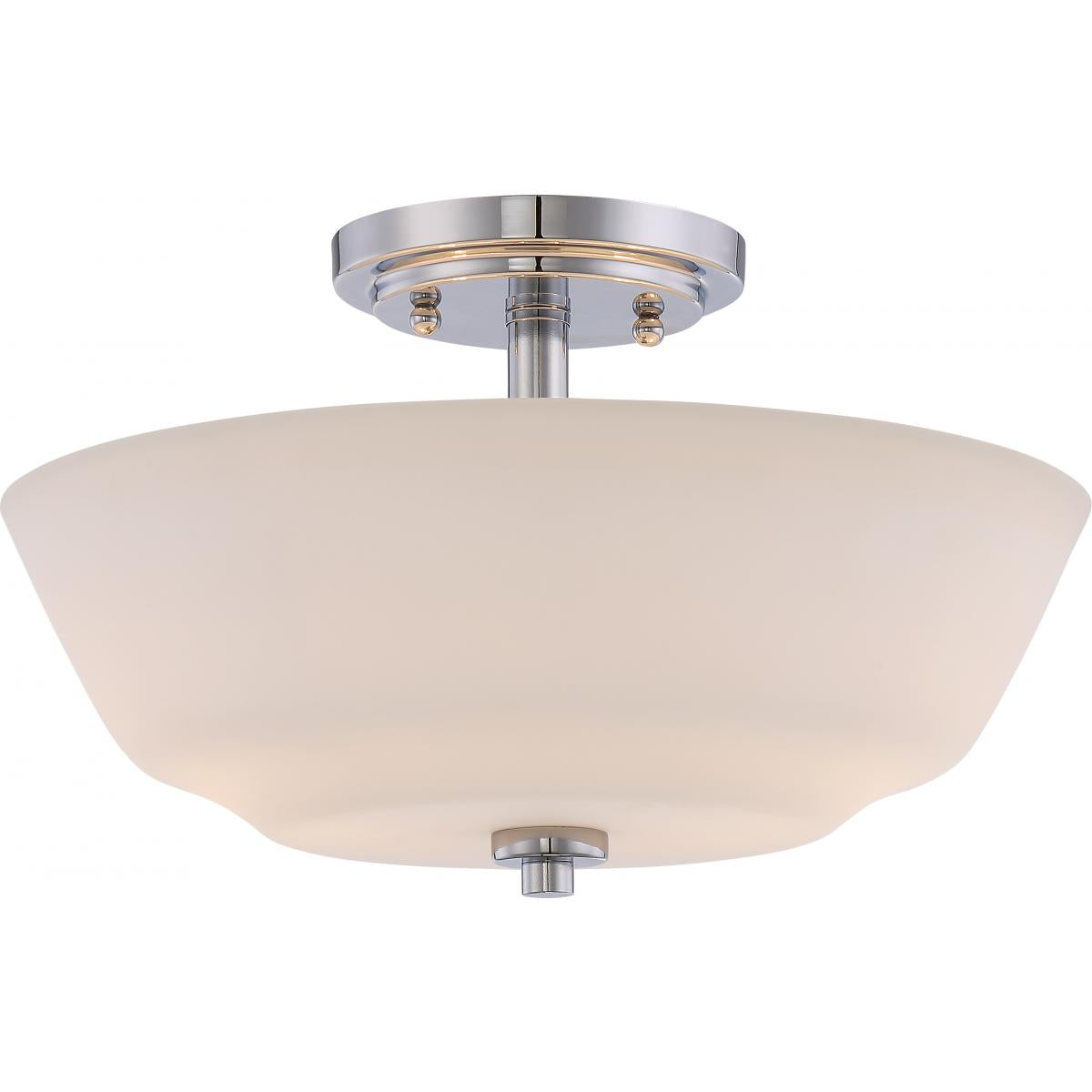 Nuvo 60-5806 Willow - 2 Light Semi Flush Mount with White Glass, Polished Nickel Finish, 60W, 120V