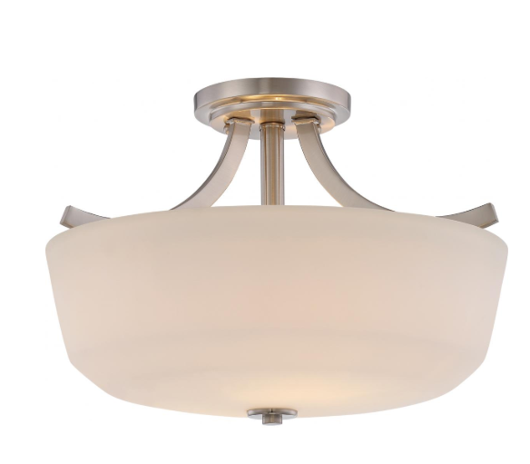 Nuvo 60-5826 Laguna - 2 Light Semi Flush with White Glass - Brushed Nickel Finish