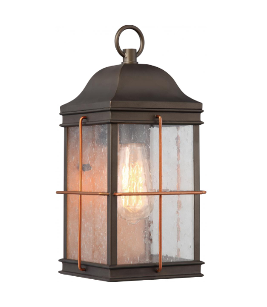 Nuvo 60-5832 Howell - 1 Light Medium Wall Lantern with Clear Seeded Glass - Bronze Finish Wall Lantern with Copper accents