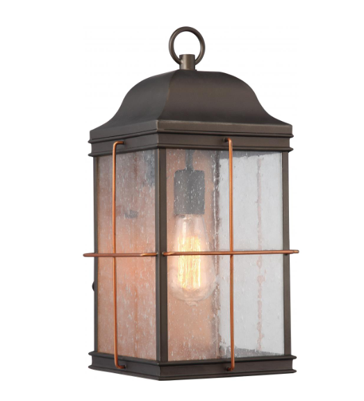 Nuvo 60-5833 Howell - 1 Light Large Wall Lantern with Clear Seeded Glass - Bronze Finish Wall Lantern with Copper accents