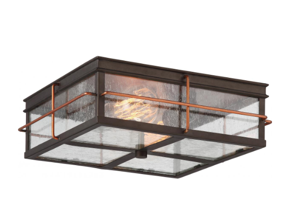 Nuvo 60-5834 Howell - 2 Light Flush with Clear Seeded Glass - Bronze Finish with Copper accents