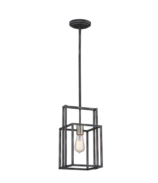 Nuvo 60-5860 Lake - 1 Light Mini Pendant - Iron Black Finish with Brushed Nickel Accents
