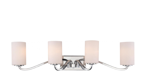 Nuvo 60-5871 Willow - 4 Light Vanity with White Glass - Polished Nickel Finish