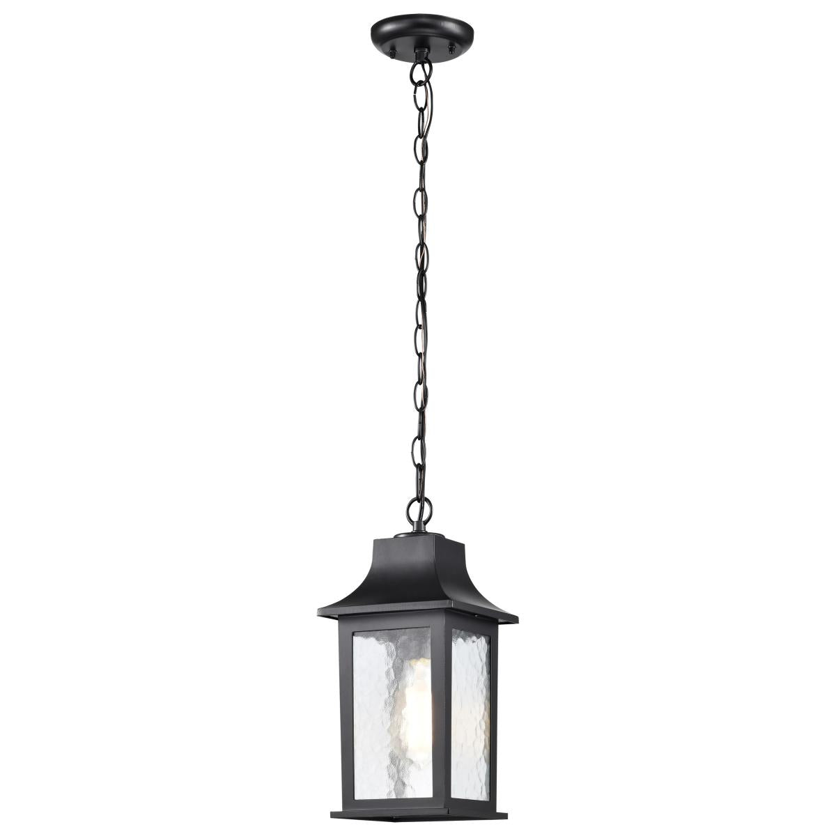 Nuvo 60-5958 Stillwell Collection Outdoor 14 Inch Hanging Lantern with Clear Water Glass, Matte Black Finish, 100W, 120V