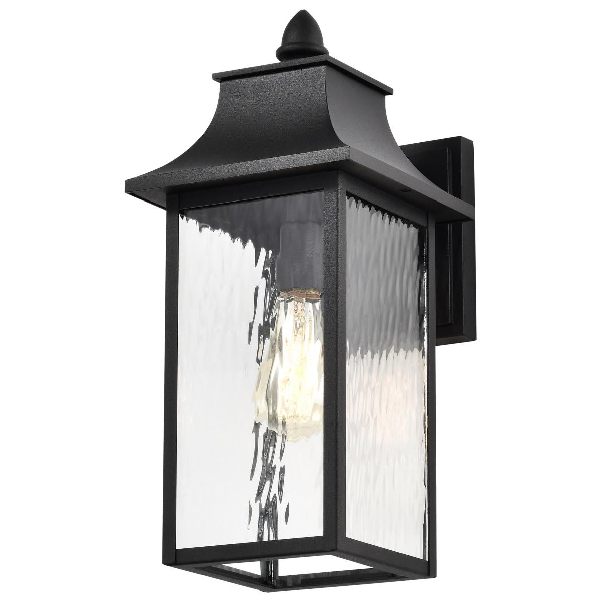 Nuvo 60-5998 Austen Collection Outdoor 17 Inch Large Wall Lantern with Clear Water Glass, Matte Black Finish, 100W, 120V