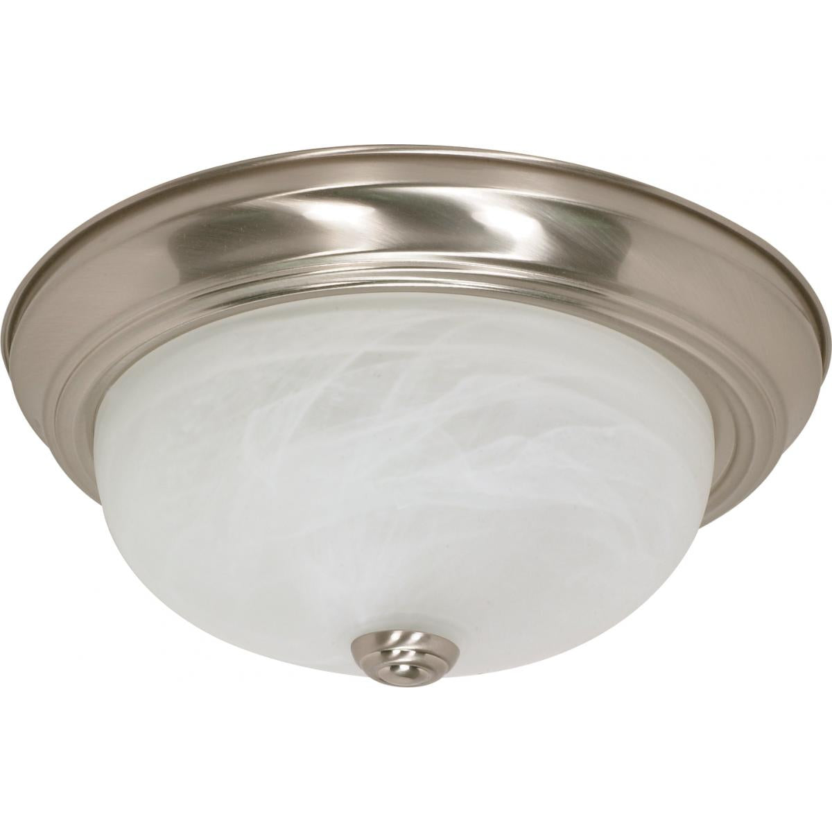 Nuvo 60-6001 2 Light 13" Flush Mount with Alabaster Glass, Brushed Nickel Finish, 60W, 120V