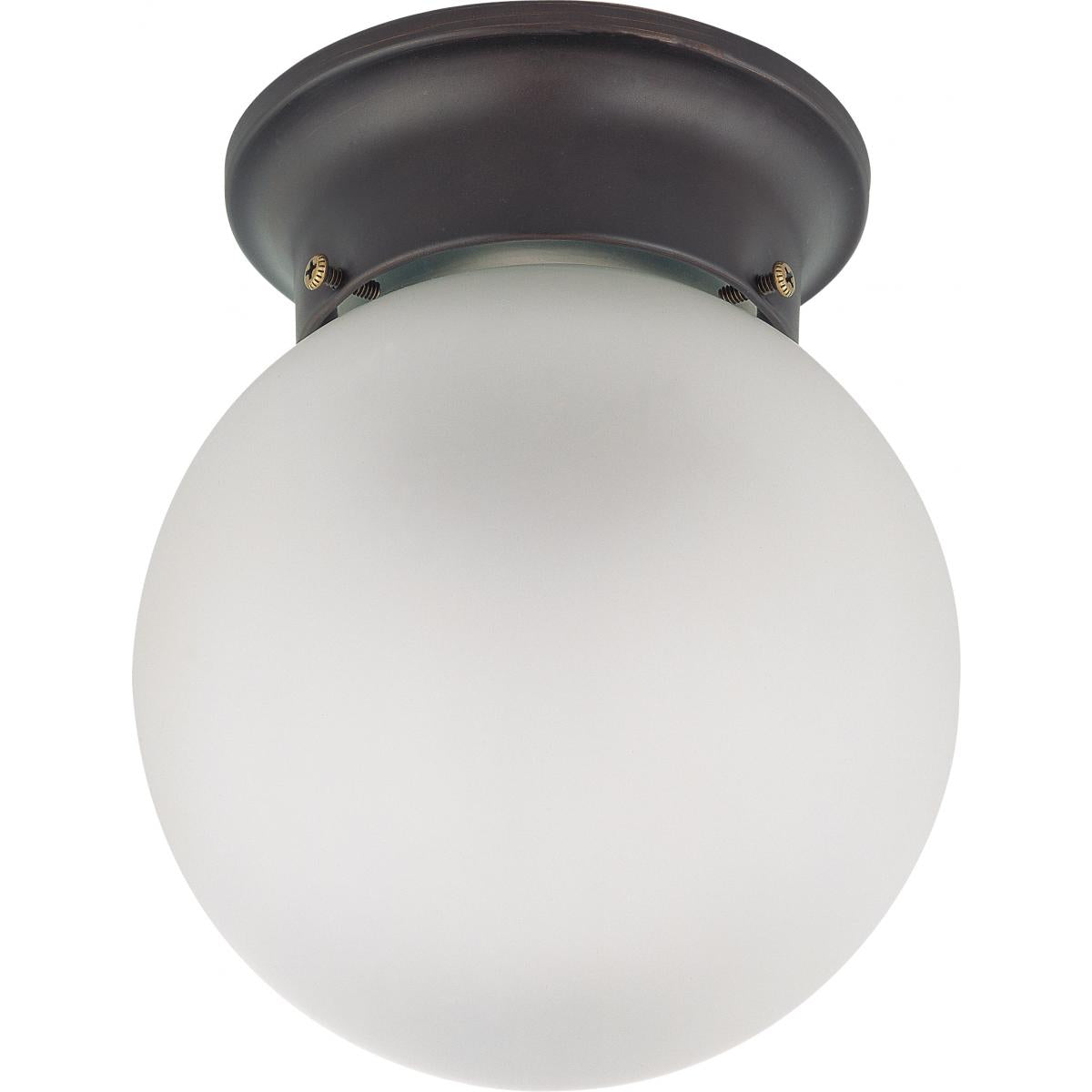 Nuvo 60-6012 1 Light 6" Ceiling Mount with Frosted White Glass, Mahogany Bronze Finish, 60W, 120V