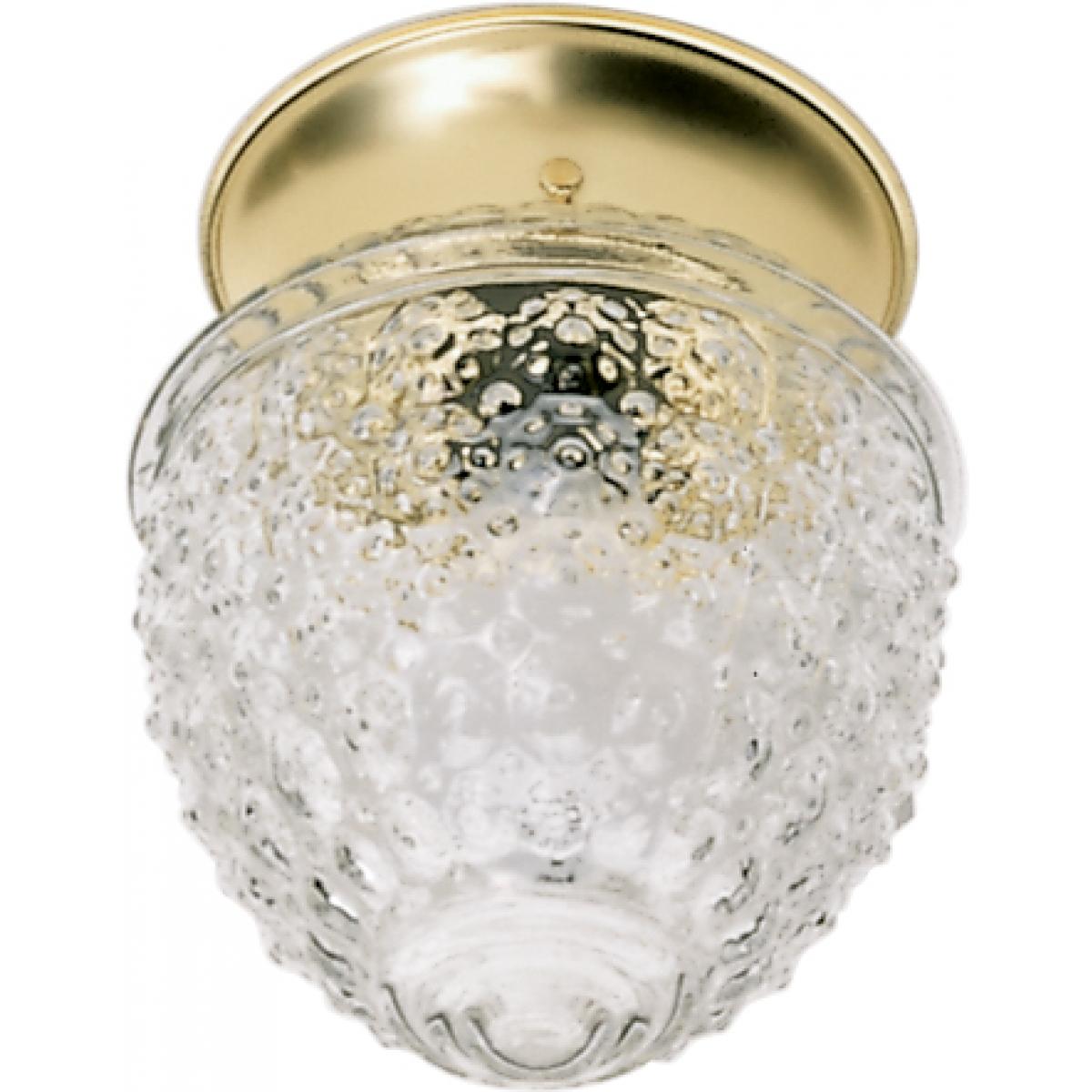Nuvo 60-6031 1 Light 6" Ceiling Fixture with Clear Pineapple Glass, Polished Brass Finish, 60W, 120V