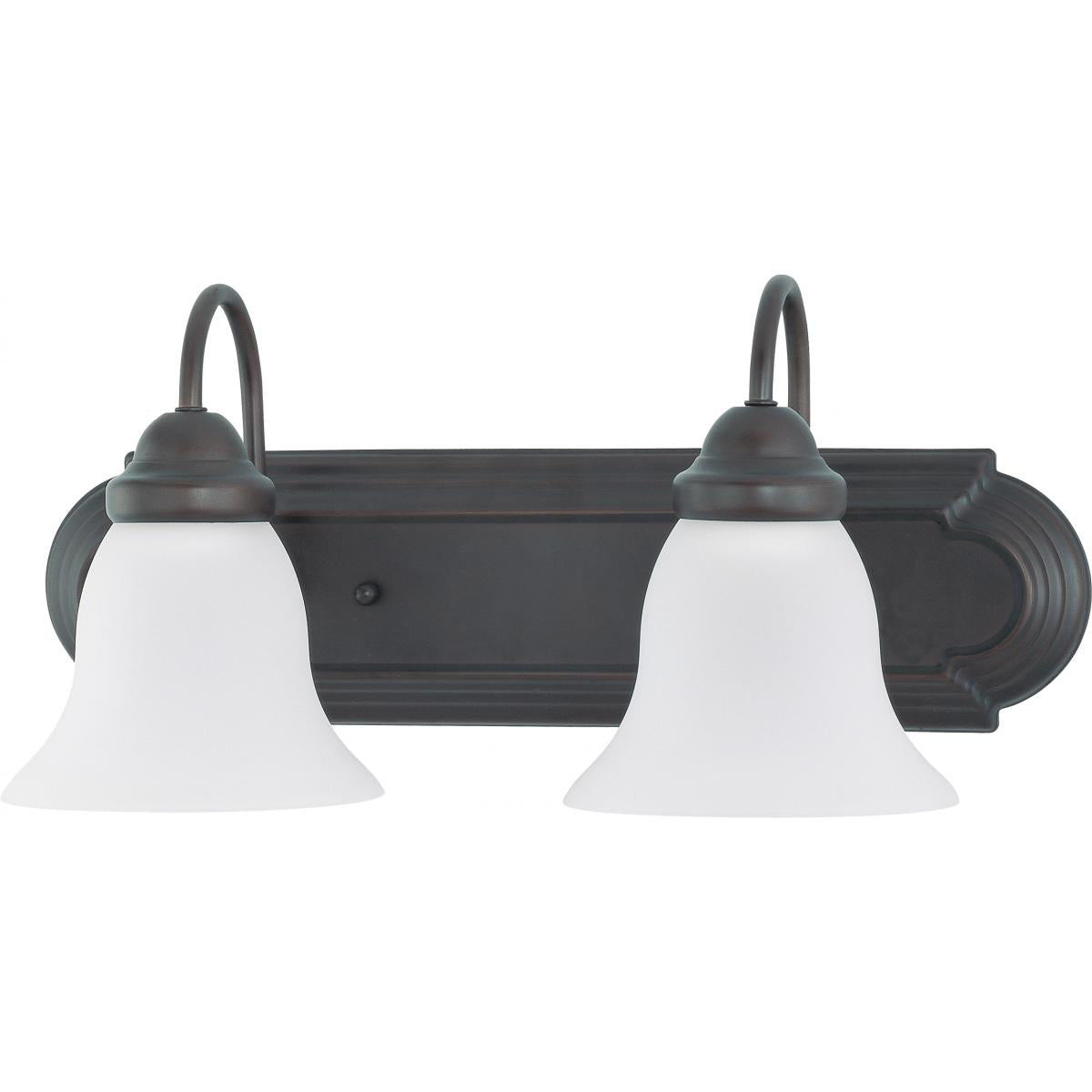 Nuvo 60-6082 Ballerina 2-Light Vanity Fixture - 18" Mahogany Bronze with Alabaster Glass Shades, 100W Max, 120V, Damp Location Rated