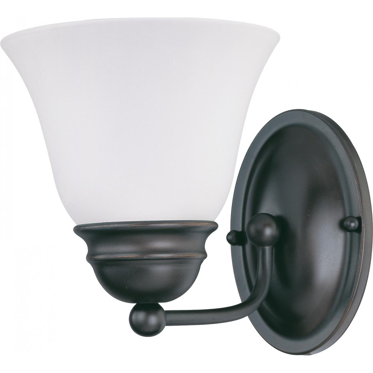 Nuvo 60-6085 Empire 1-Light Vanity Fixture - 7" Mahogany Bronze with Alabaster Glass Shade, 100W Max, 120V, Damp Location Rated