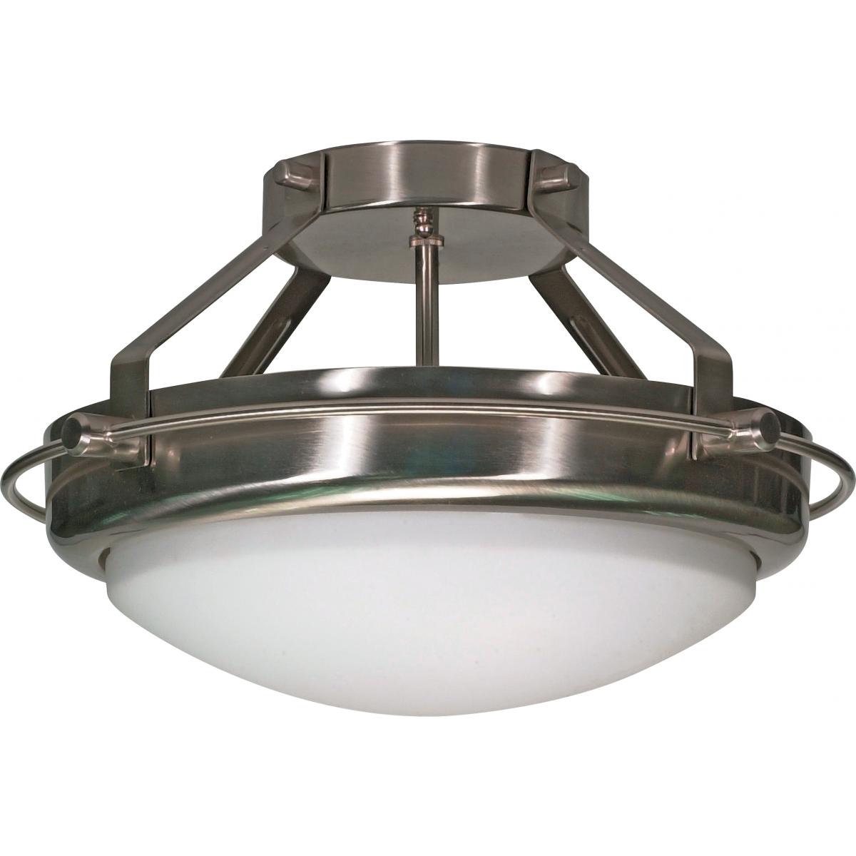 Nuvo 60-609 Polaris 2 Light Semi-Flush Mount - Brushed Nickel Finish - Satin Frosted Glass - 60W Max