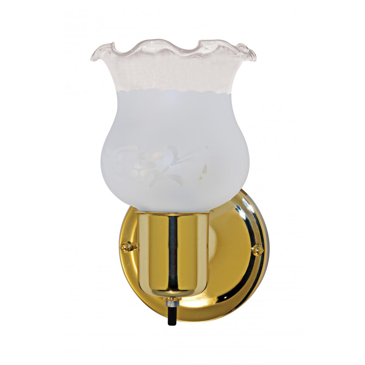 Nuvo 60-6097 1-Light Vanity Fixture - 5" Polished Brass with Frosted Grape Shade and On/Off Switch, 60W Max, 120V, Damp Location Rated