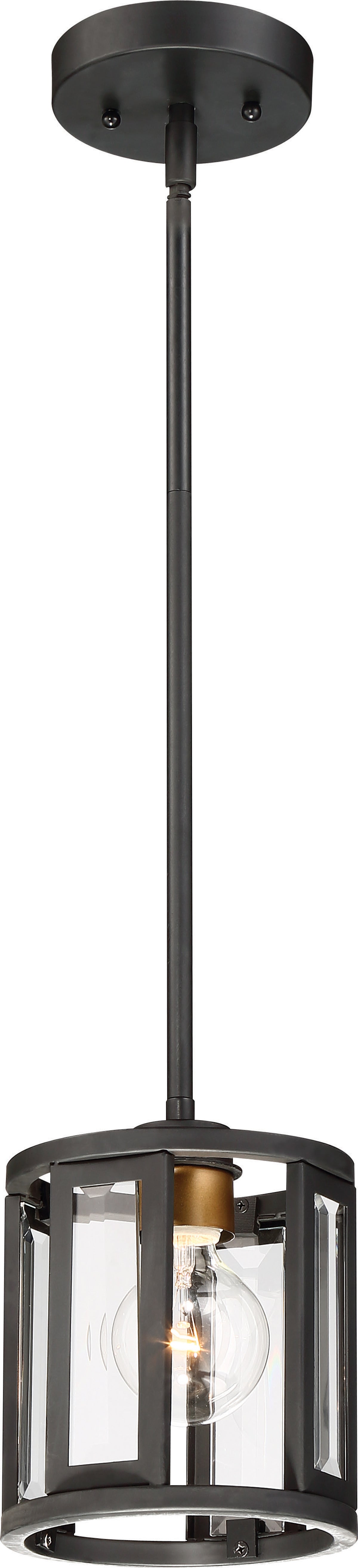 Nuvo 60-6412 Payne 1-Light Mini Pendant - Midnight Bronze with Clear Beveled Glass, 60W Max, 120V, Dry Location Rated