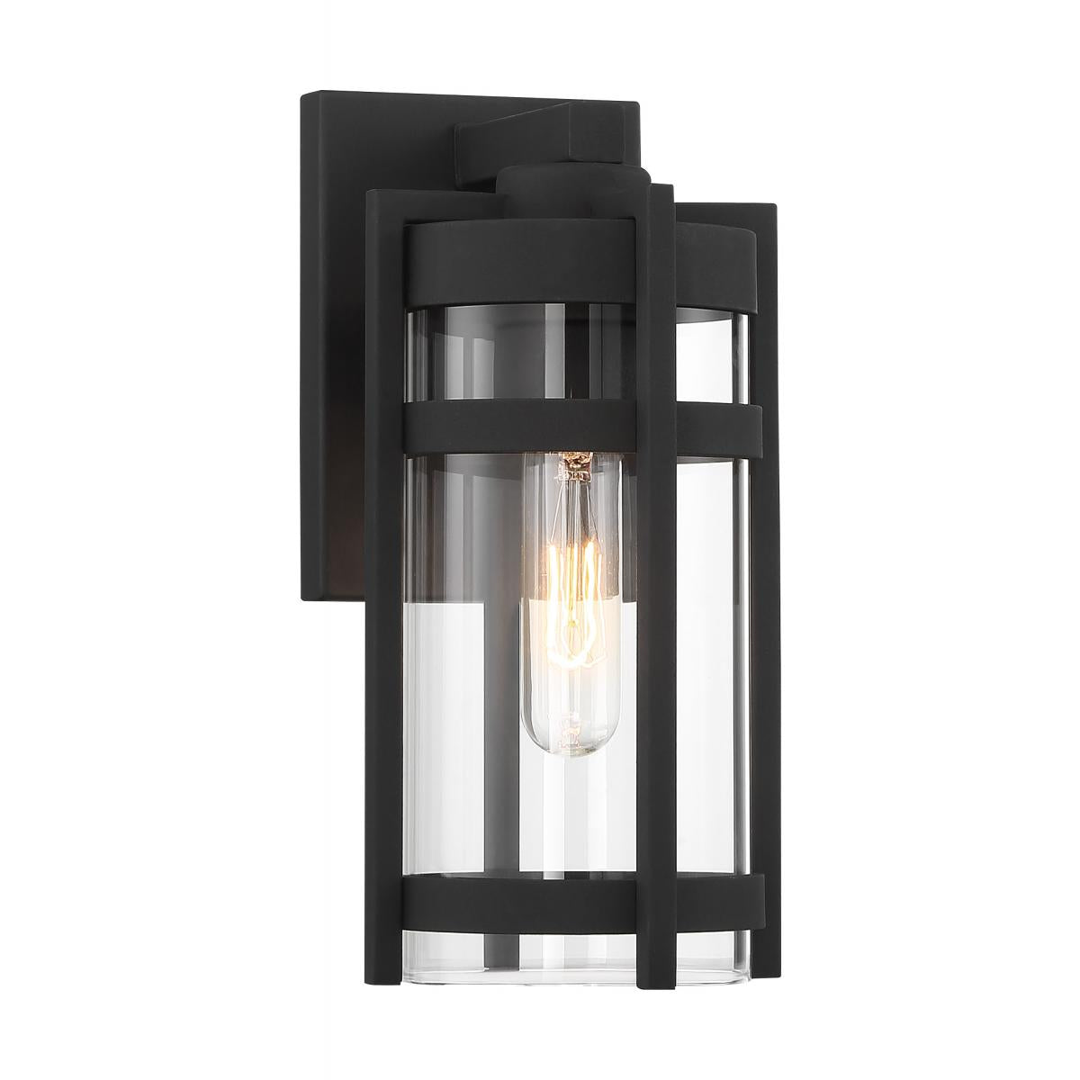 Nuvo 60-6571 Tofino 1-Light Small Wall Lantern - Clear Glass, Textured Black Finish, 60W, 120V