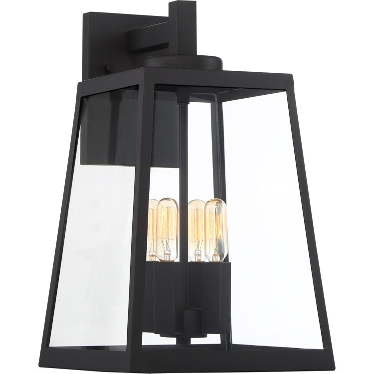 NUVO 60-6583 4-Light Outdoor Wall Lantern - Matte Black / Clear Glass