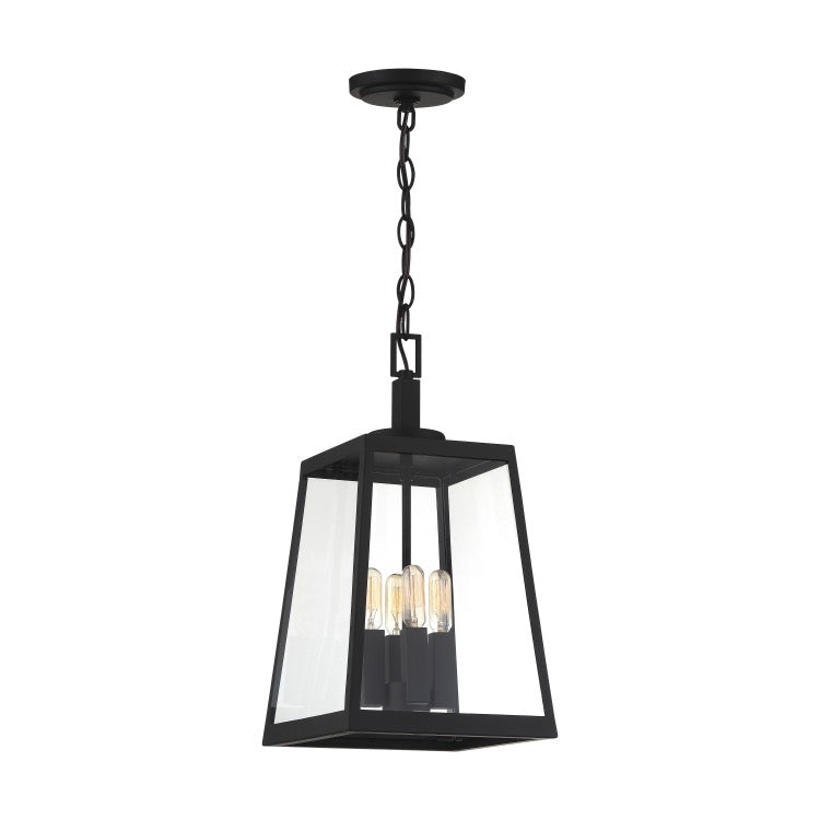NUVO 60-6584 Halifax 4-Light Hanging Lantern - Matte Black / Clear Glass