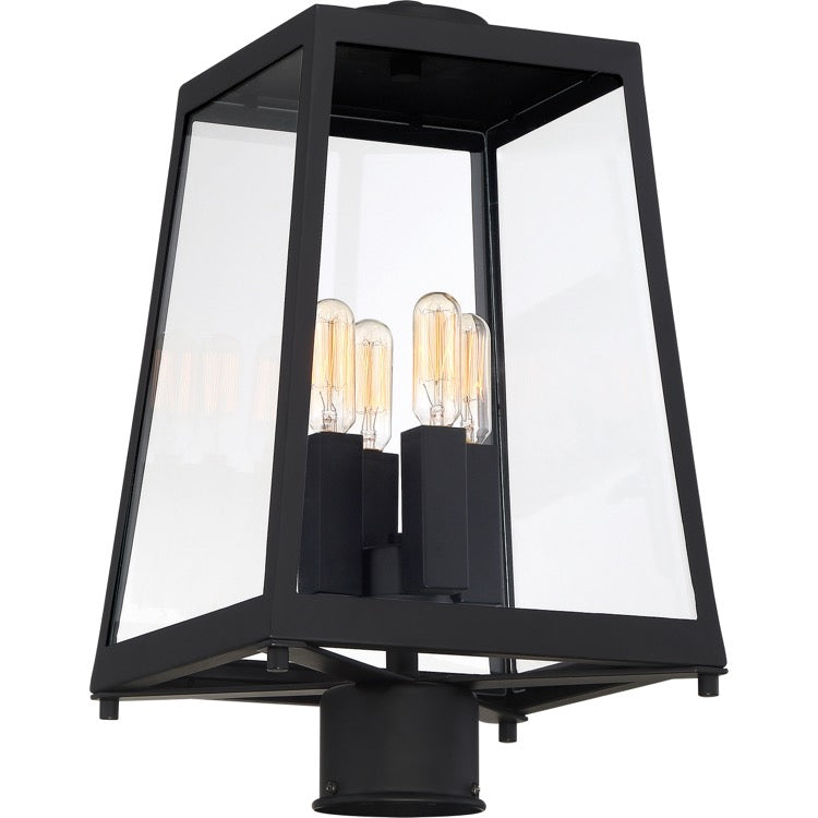 NUVO 60-6585 Halifax 4-Light Post Top Lantern - Matte Black / Clear Glass