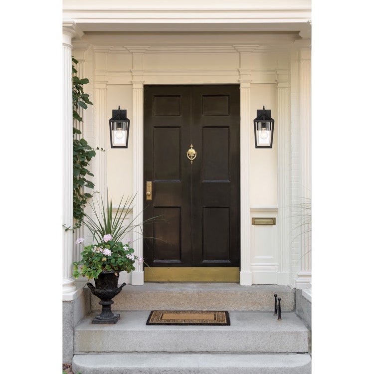 NUVO 60-6591 Hopewell 1-Light Small Outdoor Lantern - Matte Black / Clear Seeded Glass