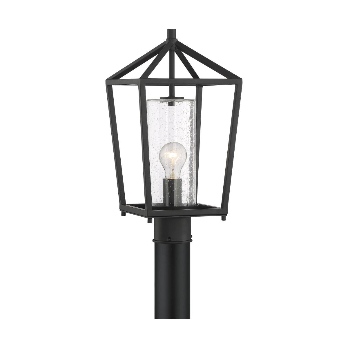 Nuvo 60-6595 Hopewell- 1 Light Post Lantern - with Clear Seeded Glass - Matte Black Finish - 60W - 120V