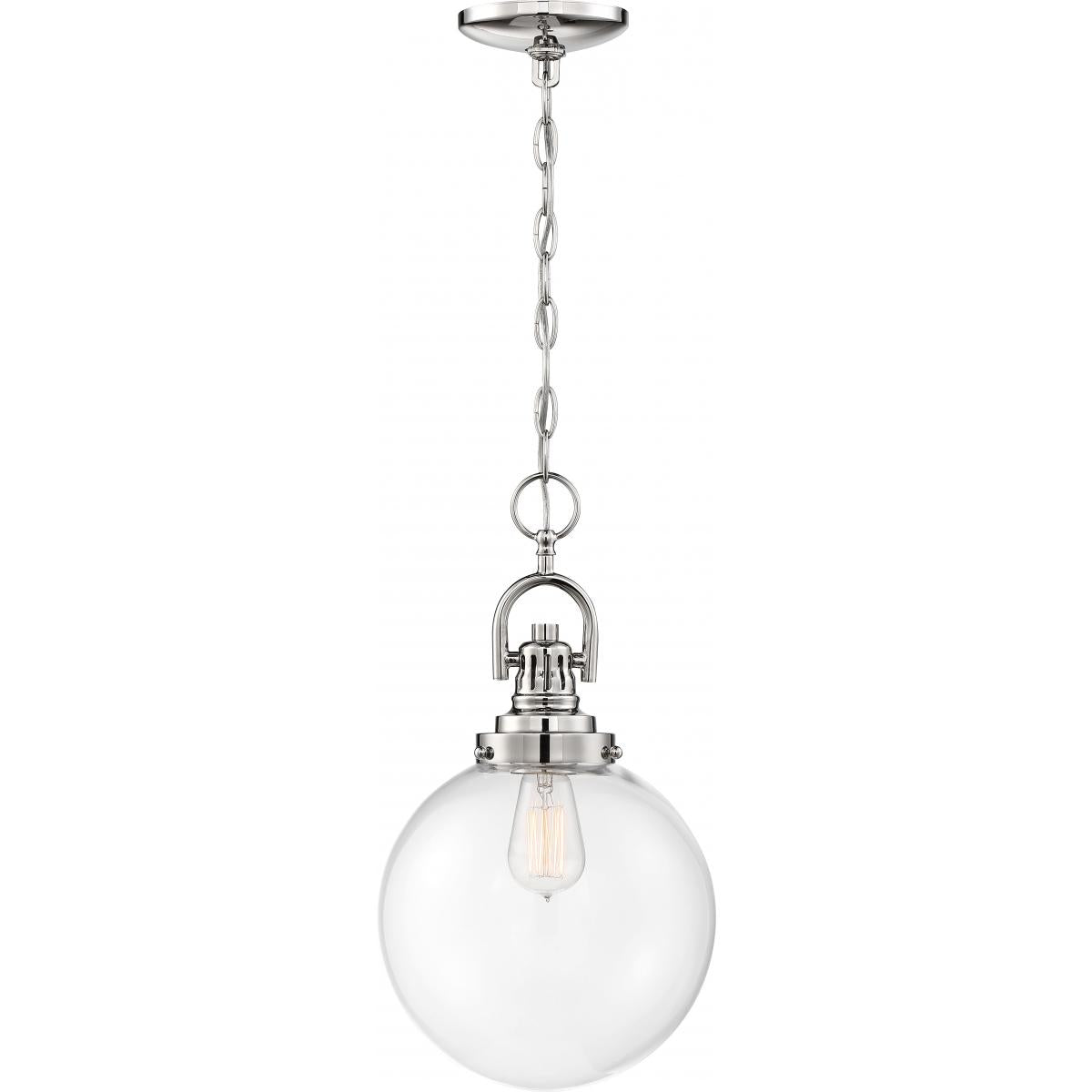Nuvo 60-6672 Skyloft 1 Light Pendant – Clear Glass, Polished Nickel Finish, 100W Max, 120V