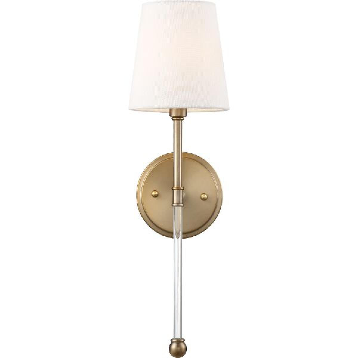 Nuvo 60-6687 Olmstead 1 Light Wall Sconce – White Linen Shade, Burnished Brass Finish, 60W Max, 120V