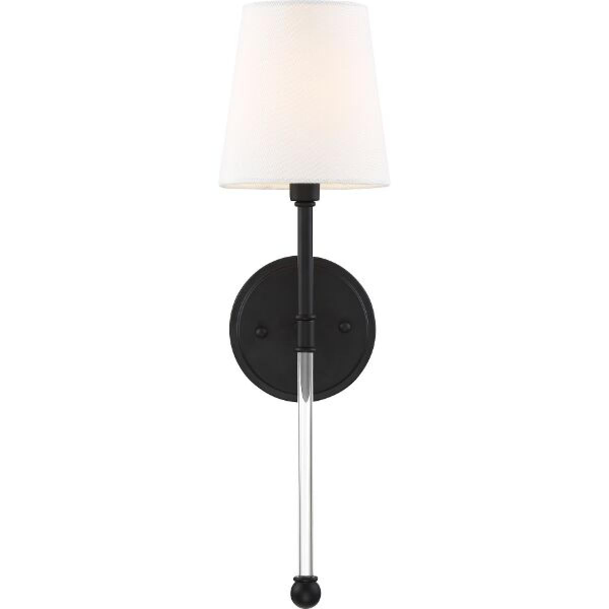 Nuvo 60-6689 Olmstead 1 Light Wall Sconce – White Linen Shade, Aged Bronze Finish, 60W Max, 120V