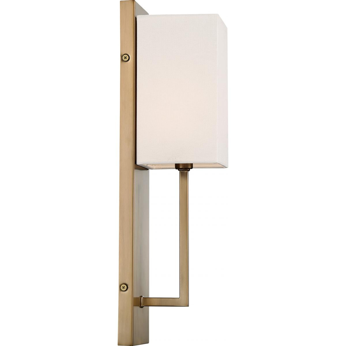 Nuvo 60-6692 Vesey 1 Light Wall Sconce – White Linen Shade, Burnished Brass Finish, 60W Max, 120V
