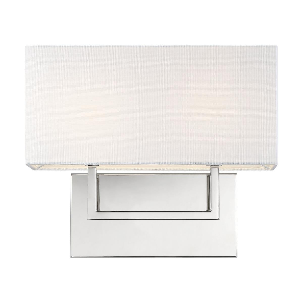 Nuvo 60-6718 Tribeca 2 Light Vanity – White Linen Shade, Polished Nickel Finish, 60W Max, 120V