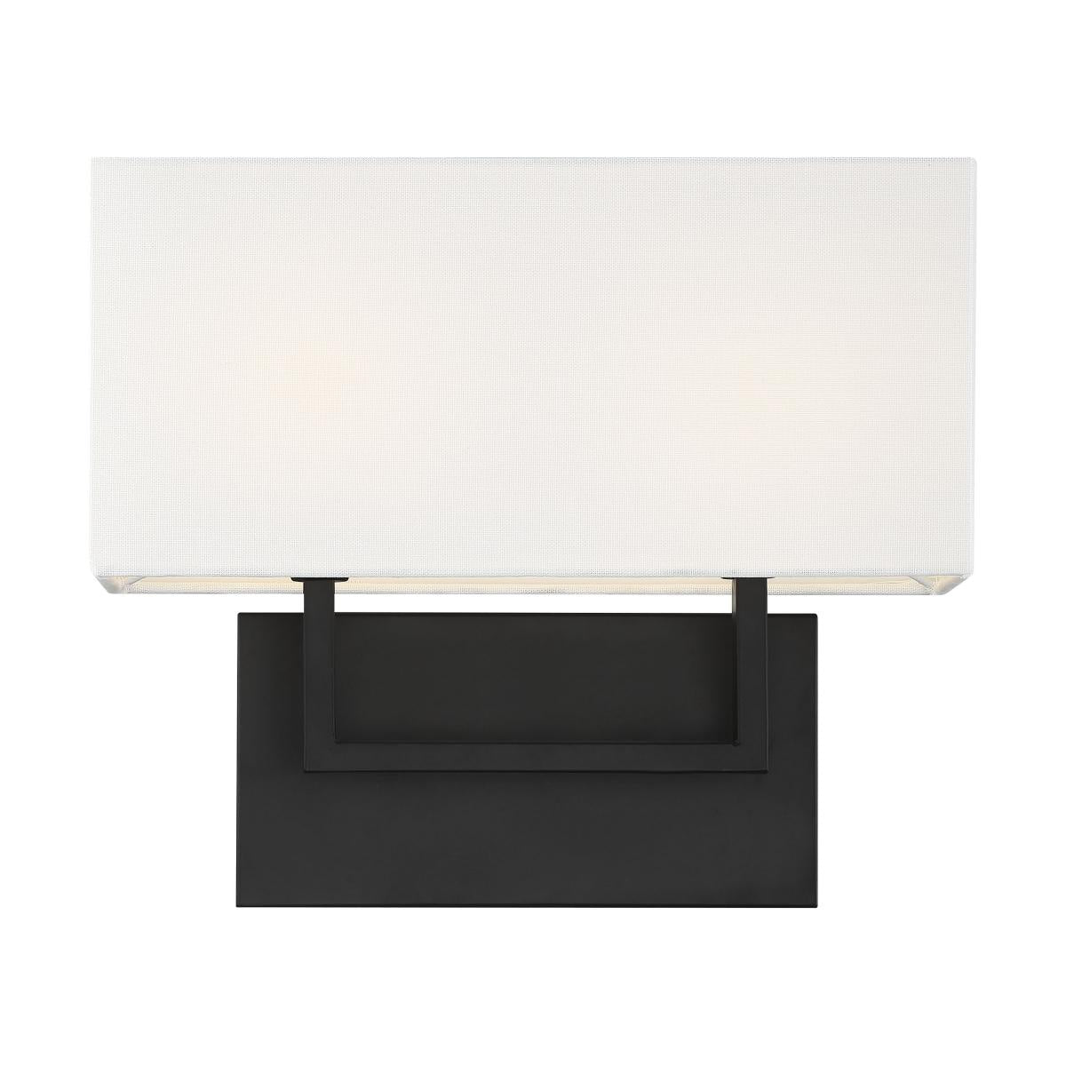 Nuvo 60-6719 Tribeca 2 Light Vanity – White Linen Shade, Aged Bronze Finish, 60W Max, 120V