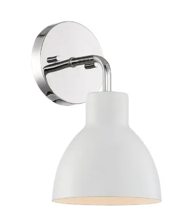 Nuvo 60-6781 Sloan LED Vanity Fixture, 1 Light, Wattage 100W, Polished Nickel and Matte White Finish
