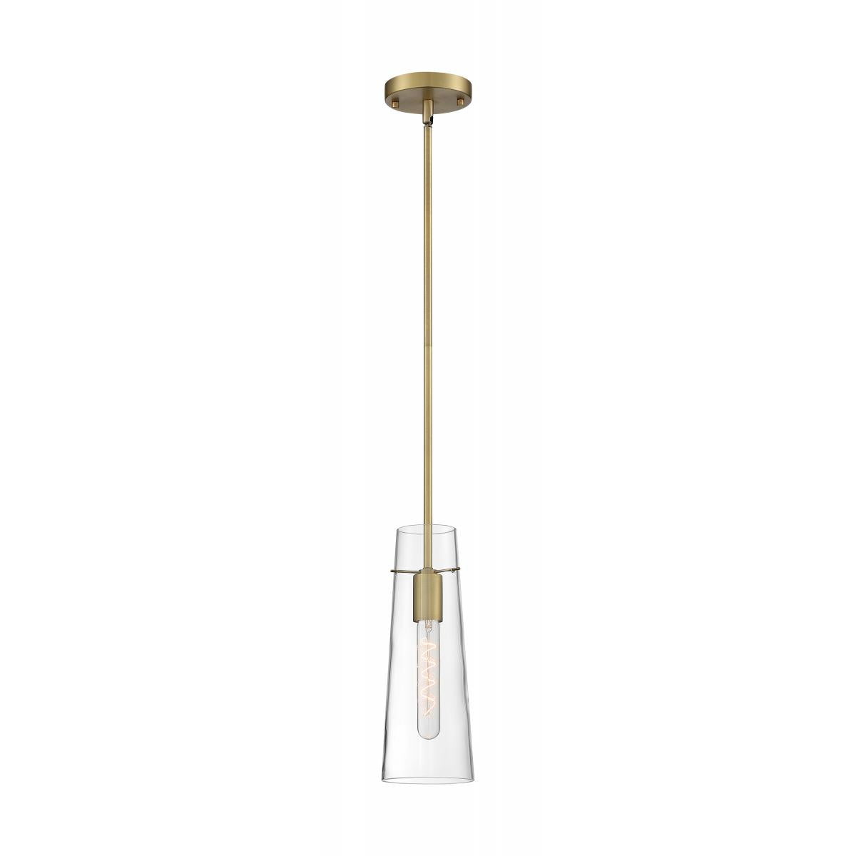Nuvo 60-6860 Alondra 1 Light Mini Pendant – Clear Glass, Vintage Brass Finish, 60W Max, 120V