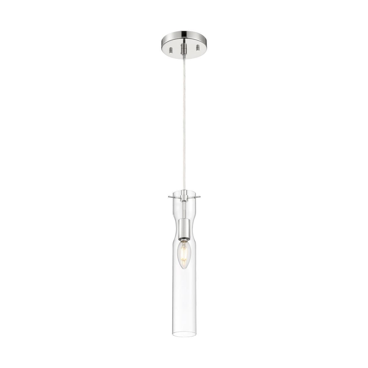 Nuvo 60-6866 Spyglass 1 Light Mini Pendant – Clear Seeded Glass, Polished Nickel Finish, 60W Max, 120V