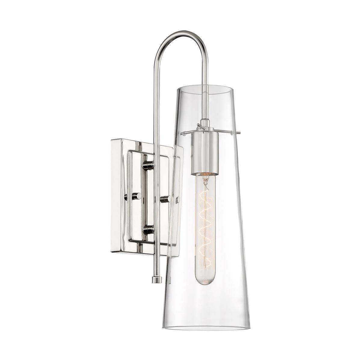 Nuvo 60-6869 Alondra 1 Light Sconce – Clear Glass, Polished Nickel Finish, 60W Max, 120V