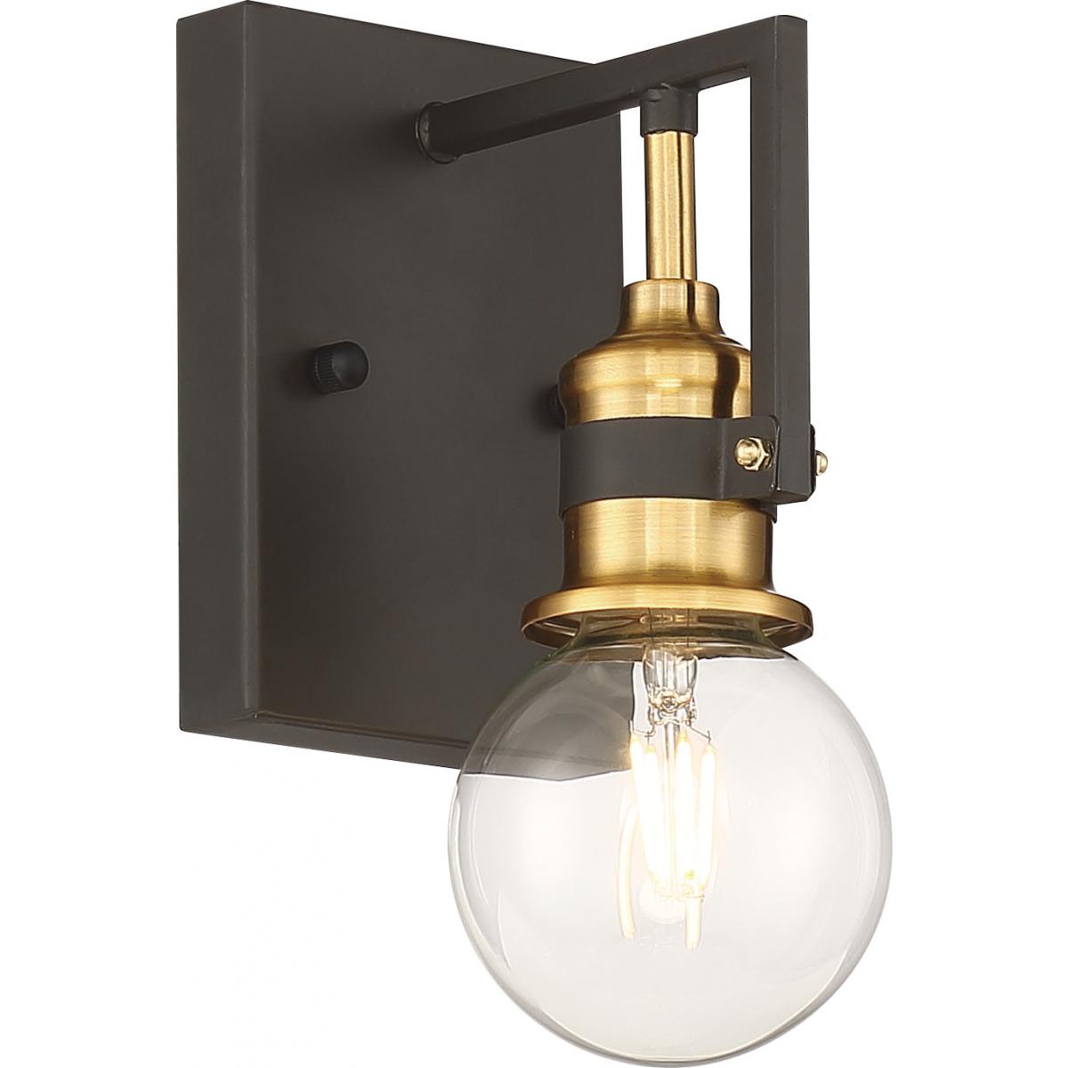 Nuvo 60-6971 Intention 1 Light Vanity – Warm Brass and Black Finish, 60W Max, 120V