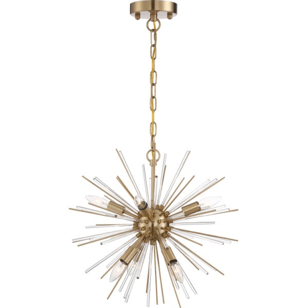 Nuvo 60-6992 Cirrus 6-Light Chandelier - Brass / Clear Glass Shade