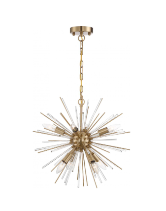 Nuvo 60-6994 Cirrus - 8 Light Chandelier - with Glass Rods - Vintage Brass Finish