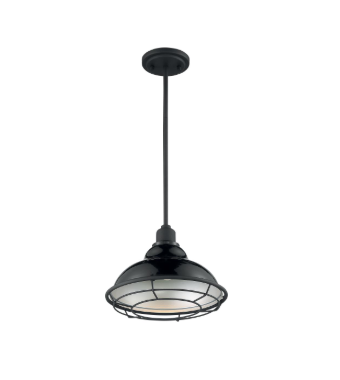 Nuvo 60-7004 Newbridge - 1 Light Large Pendant with- Black and Silver & Black Accents Finish
