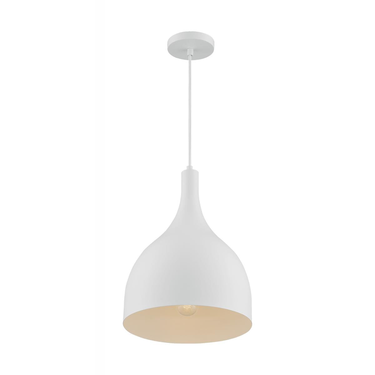 Nuvo 60-7097 Bellcap 1 Light Pendant – Matte White Finish, 100W Max, 120V