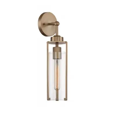 Nuvo 60-7151 Marina Series Wall Sconce w/ Clear Glass, Wattage 60W, Burnished Brass
