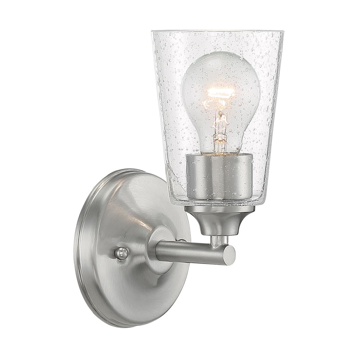 Nuvo 60-7181 Bransel 1 Light Vanity with Seeded Glass – Brushed Nickel Finish, 60W Max, 120V