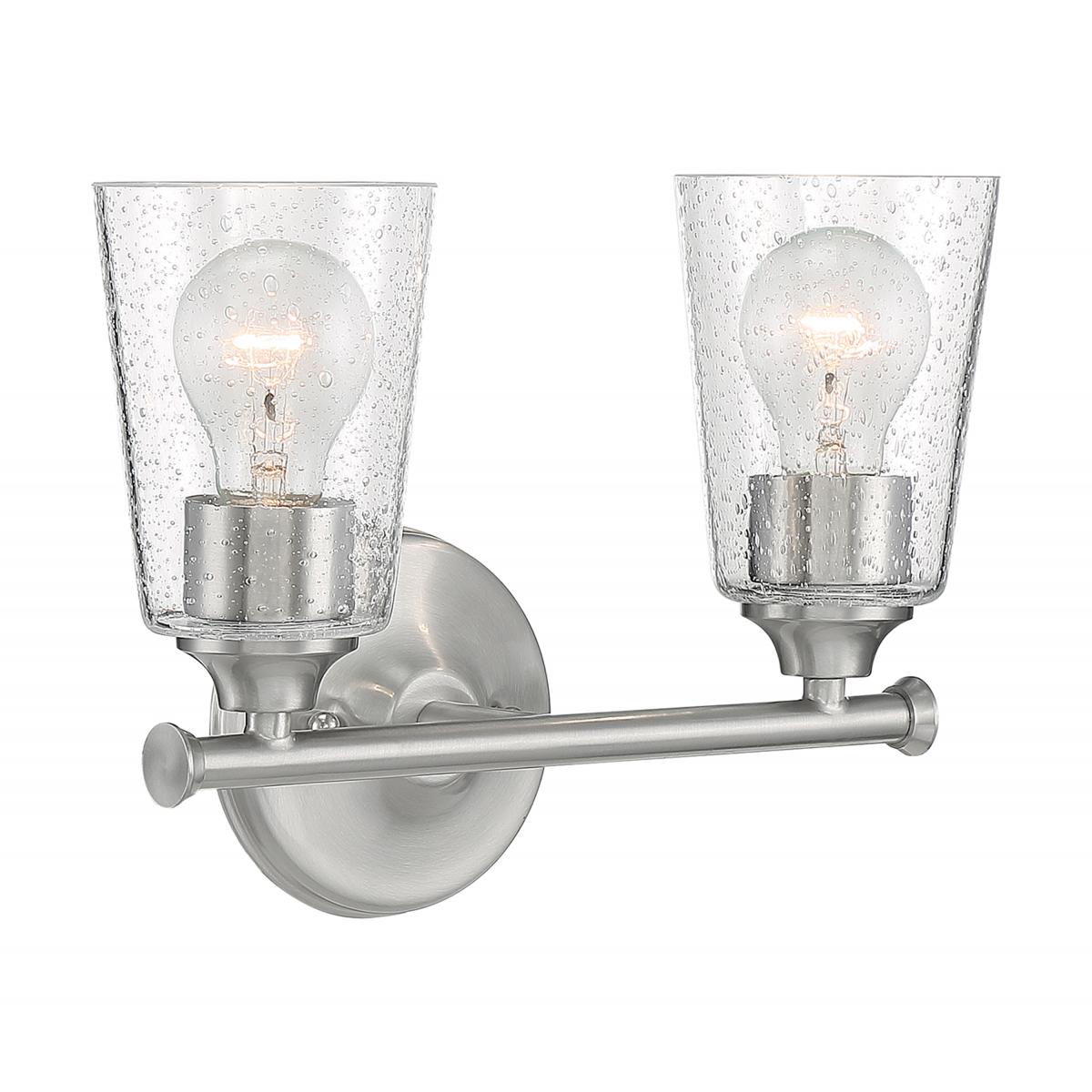 Nuvo 60-7182 Bransel 2 Light Vanity with Seeded Glass – Brushed Nickel Finish, 60W Max, 120V