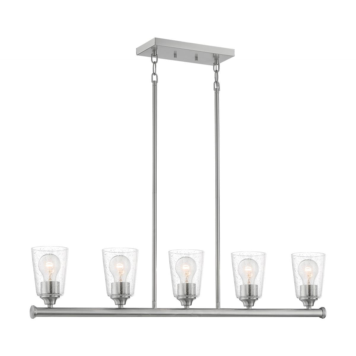 Nuvo 60-7186 Bransel 5 Light Island Pendant with Seeded Glass – Brushed Nickel Finish, 60W Max, 120V