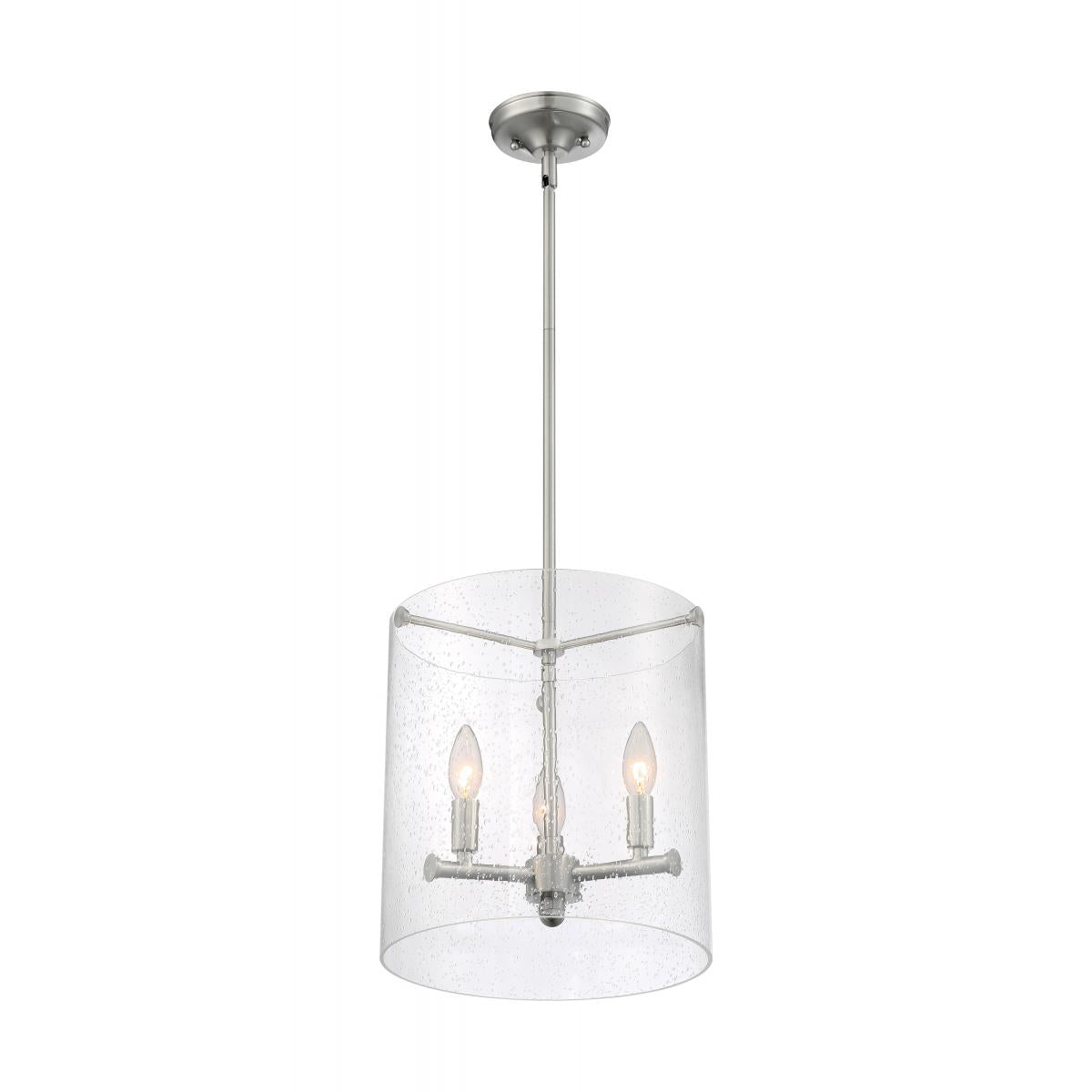 Nuvo 60-7187 Bransel 3 Light Pendant with Seeded Glass – Brushed Nickel Finish, 60W Max, 120V