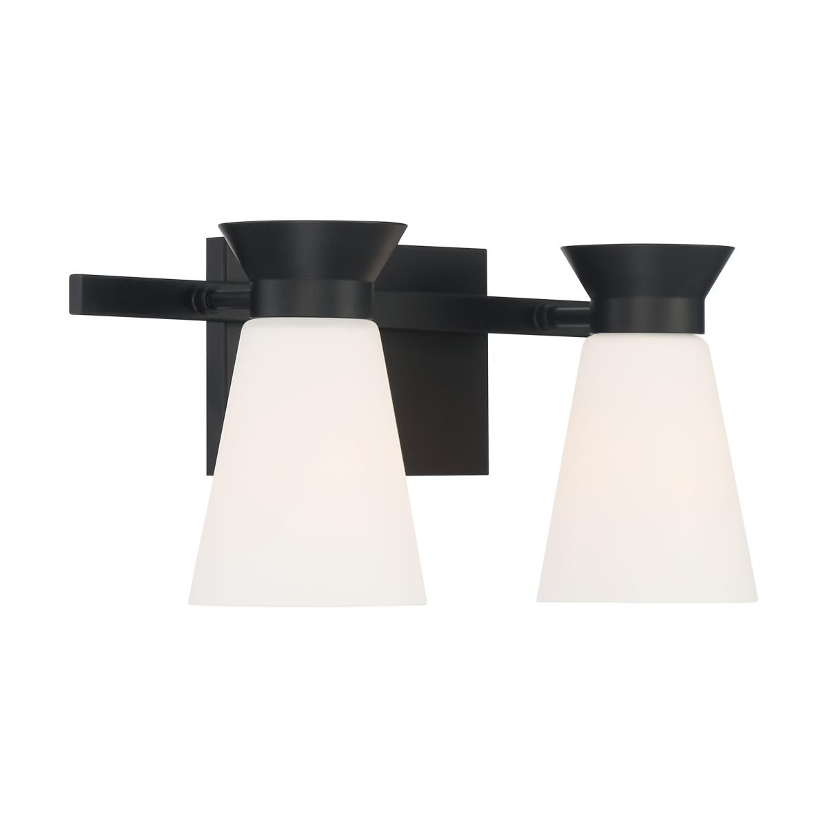Nuvo 60-7312 Caleta 2 Light Vanity with Cylindrical Frosted Glass – Black Finish, 60W Max, 120V