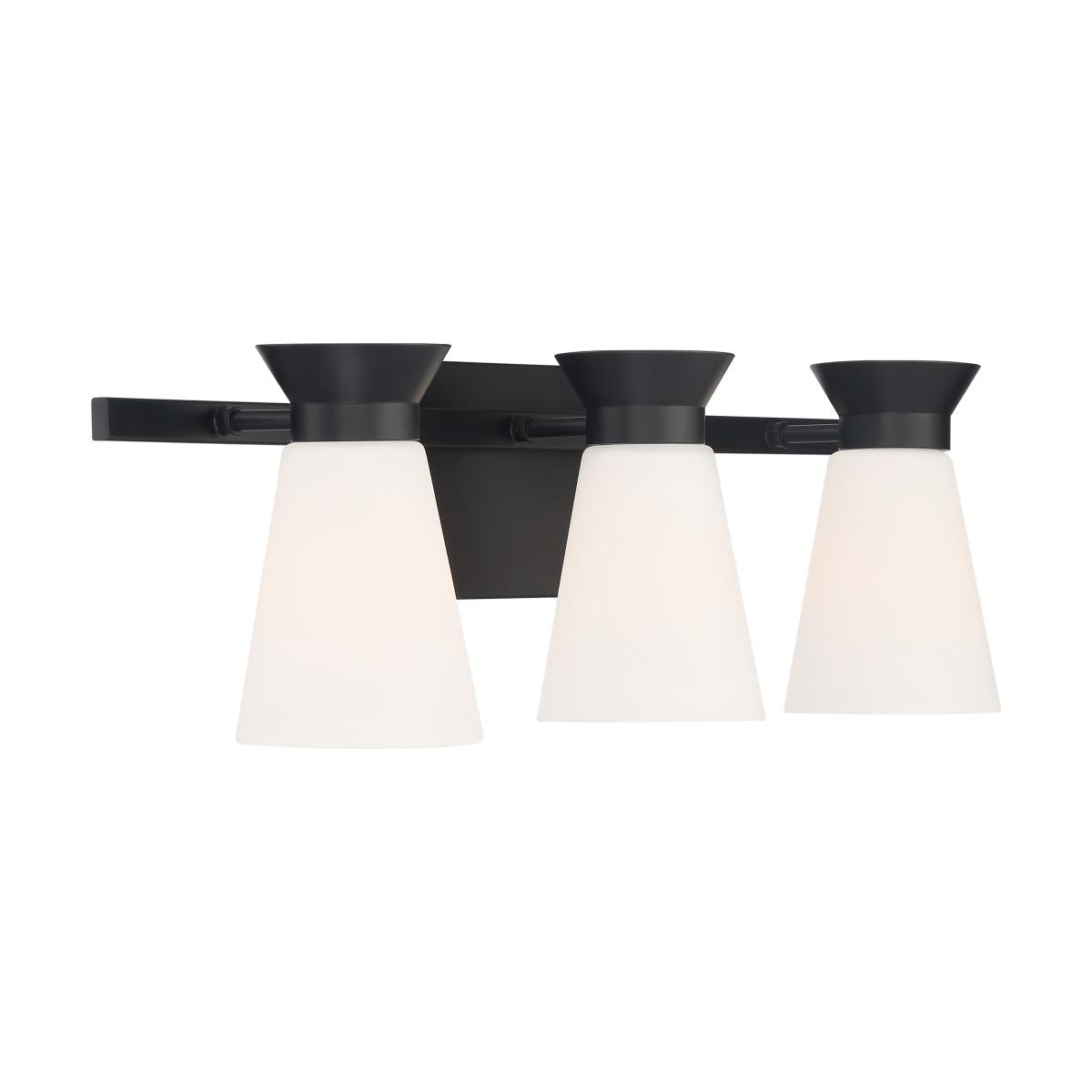 Nuvo 60-7313 Caleta 3 Light Vanity with Cylindrical Frosted Glass – Black Finish, 60W Max, 120V