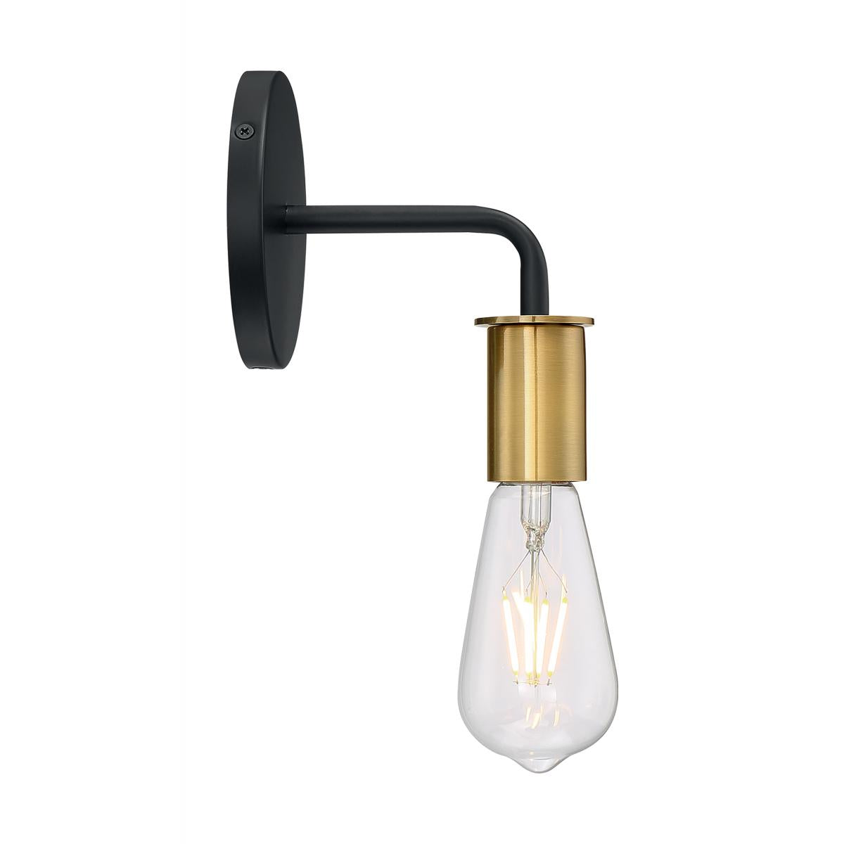 Nuvo 60-7341 Ryder 1 Light Wall Sconce – Black and Brushed Brass Finish, 60W Max, 120V, cETLus Listed